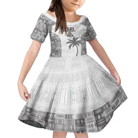 Custom Fiji Rugby Family Matching Off The Shoulder Long Sleeve Dress and Hawaiian Shirt History Champions World Cup 7s - White