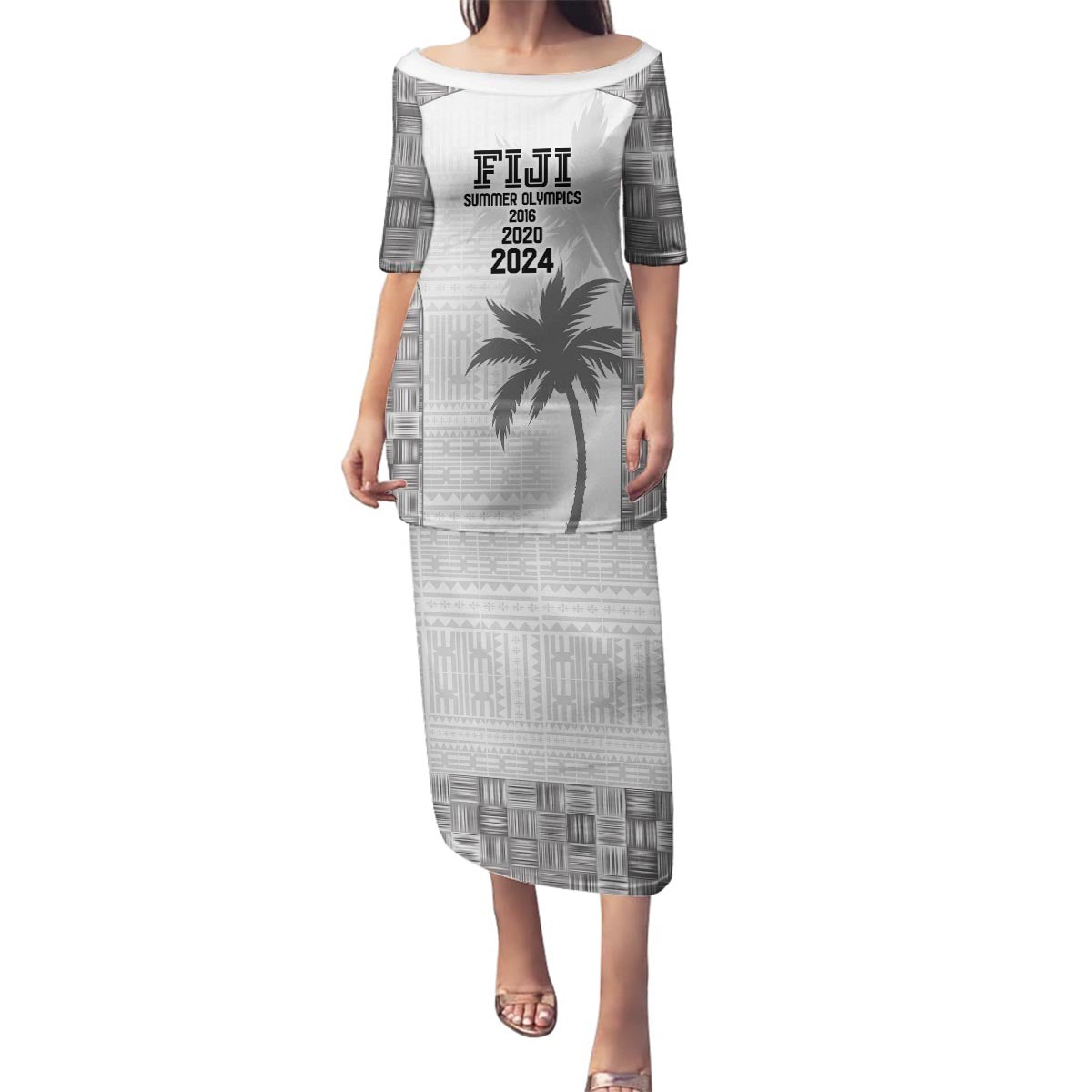 Custom Fiji Rugby Family Matching Puletasi and Hawaiian Shirt History Champions World Cup 7s - White