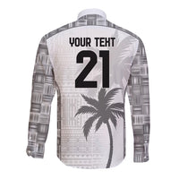 Custom Fiji Rugby Long Sleeve Button Shirt History Champions World Cup 7s - White