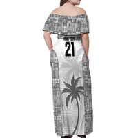 Custom Fiji Rugby Off Shoulder Maxi Dress History Champions World Cup 7s - White
