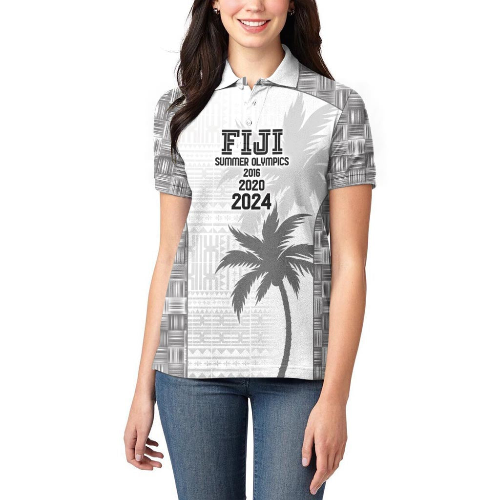 Custom Fiji Rugby Women Polo Shirt History Champions World Cup 7s - White