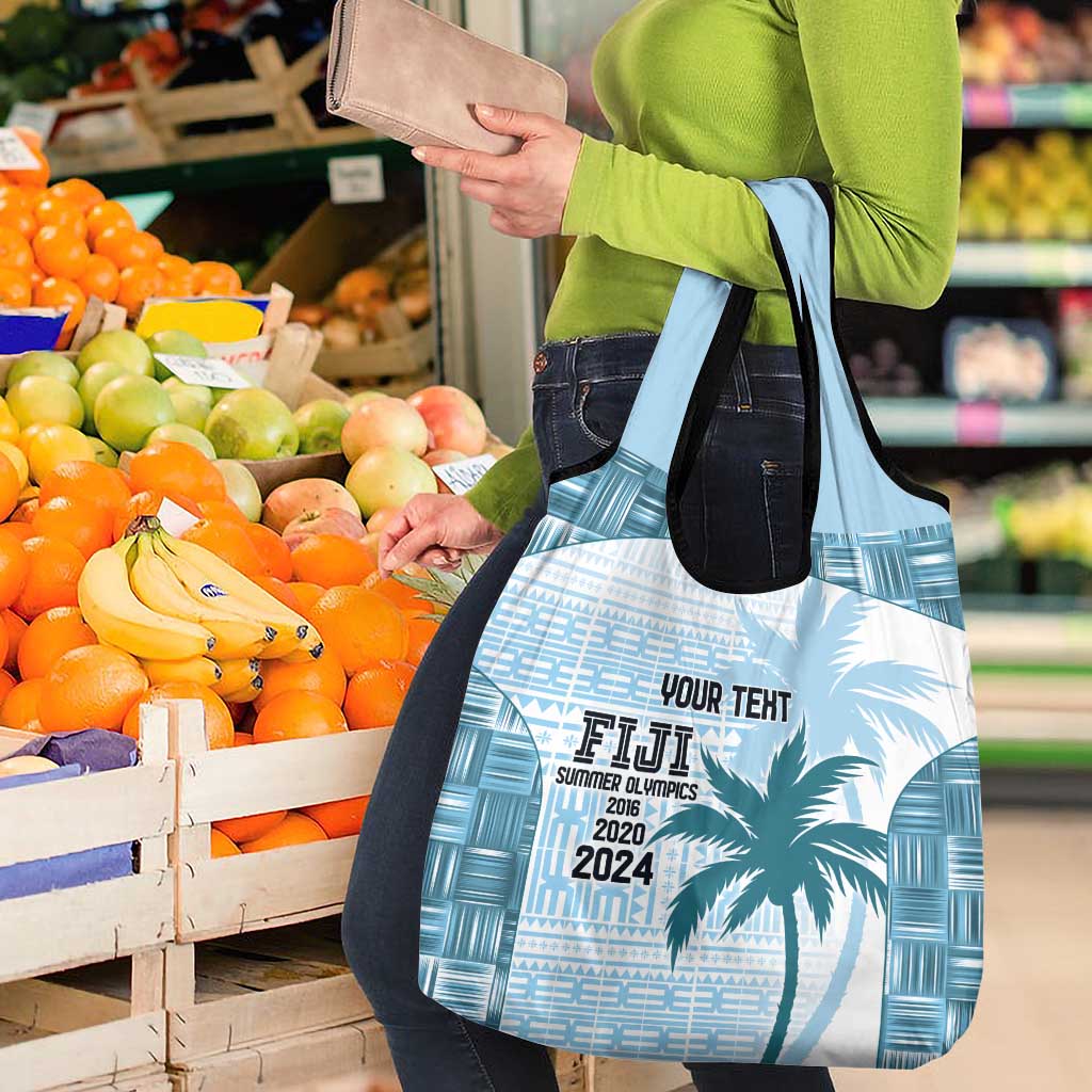 Custom Fiji Rugby Grocery Bag History Champions World Cup 7s - Bllue