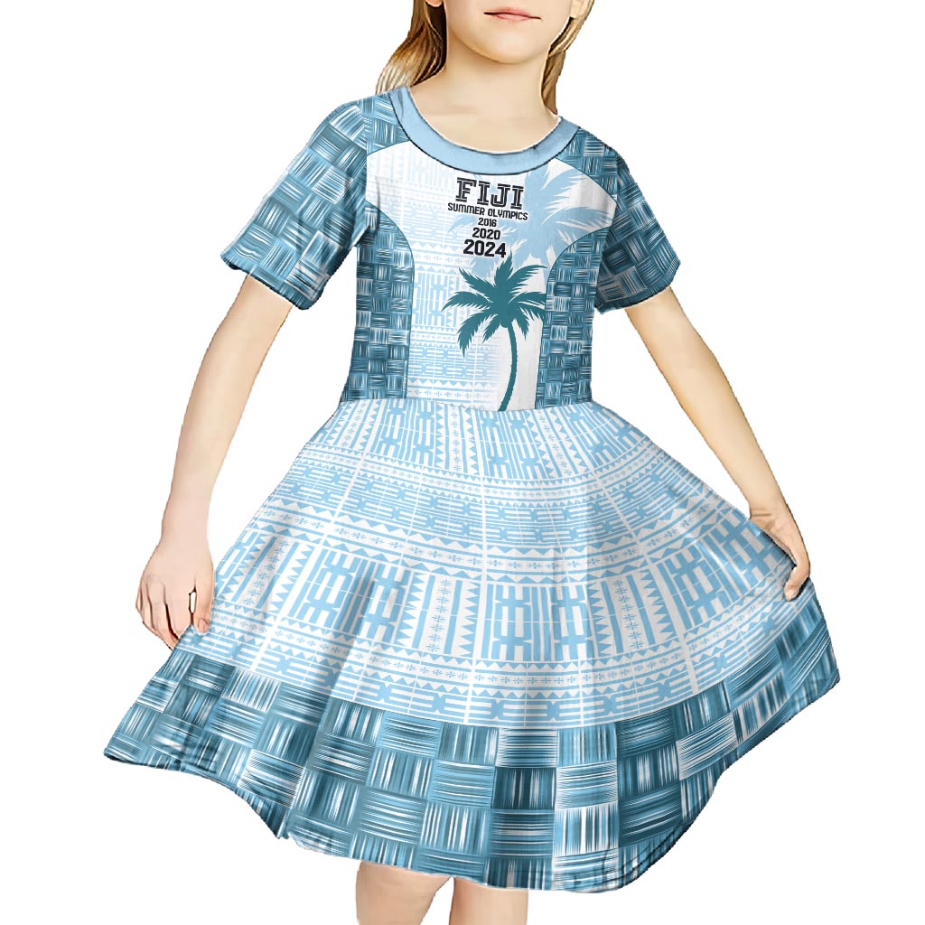 Custom Fiji Rugby Kid Short Sleeve Dress History Champions World Cup 7s - Bllue