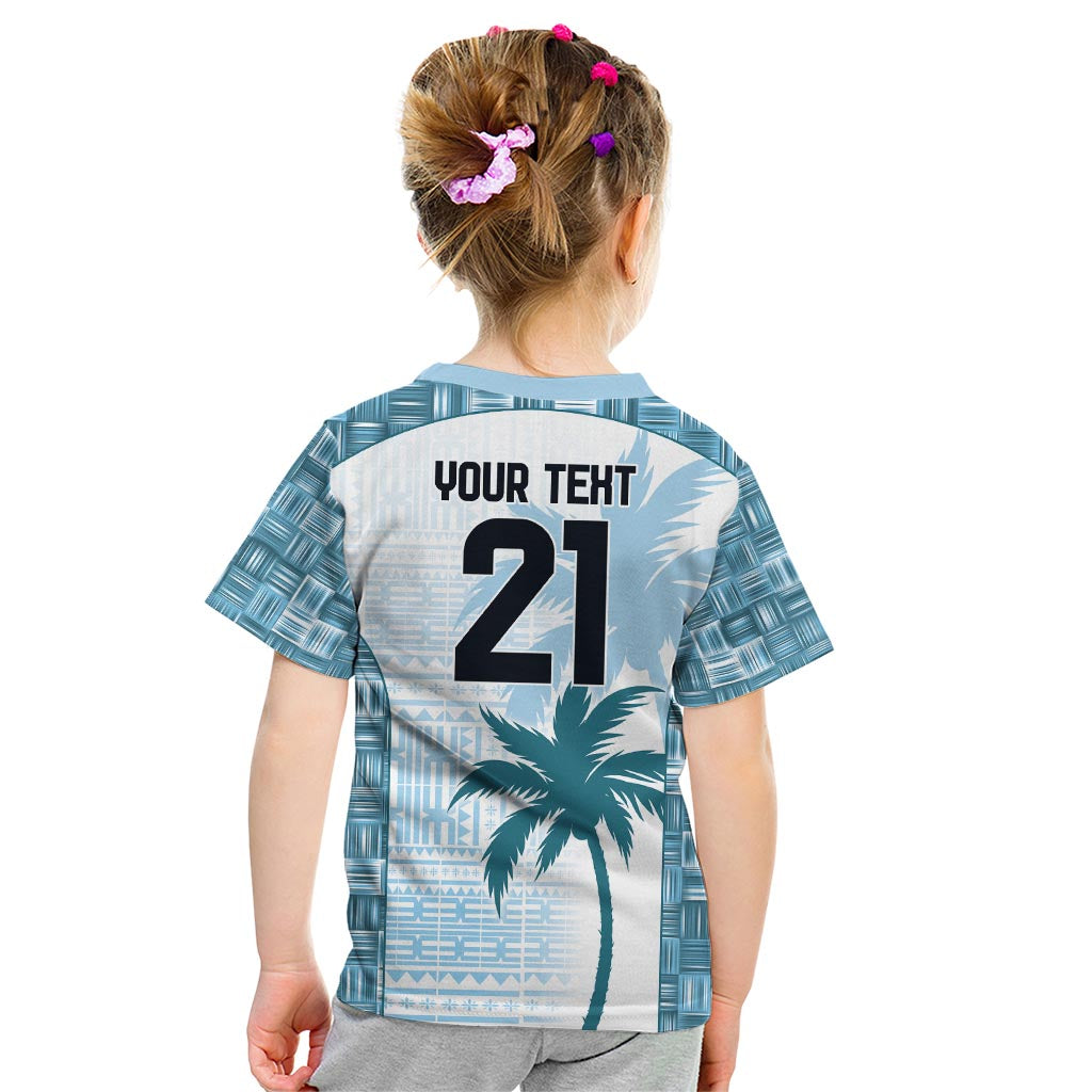 Custom Fiji Rugby Kid T Shirt History Champions World Cup 7s - Bllue
