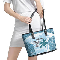 Custom Fiji Rugby Leather Tote Bag History Champions World Cup 7s - Bllue