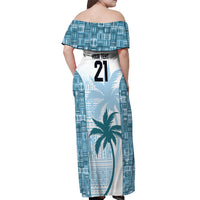 Custom Fiji Rugby Off Shoulder Maxi Dress History Champions World Cup 7s - Bllue