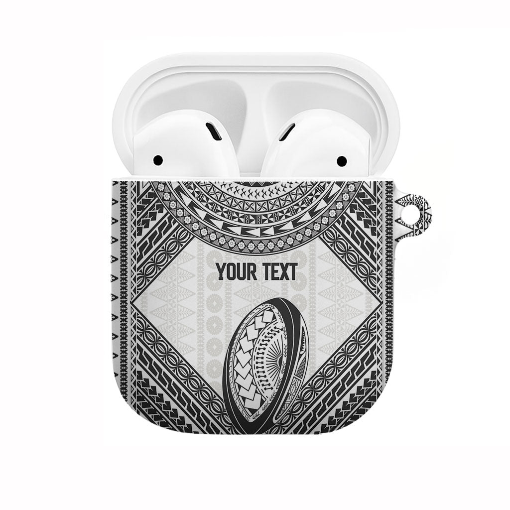 Custom Rugby Fiji National Heritage AirPods Case White Traditional Masi Inspired