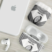 Custom Rugby Fiji National Heritage AirPods Case White Traditional Masi Inspired
