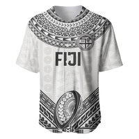 Custom Rugby Fiji National Heritage Baseball Jersey White Traditional Masi Inspired