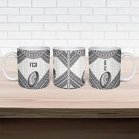 Custom Rugby Fiji National Heritage Ceramic Mug White Traditional Masi Inspired