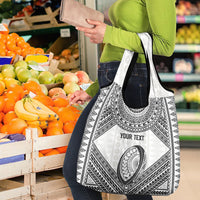 Custom Rugby Fiji National Heritage Grocery Bag White Traditional Masi Inspired