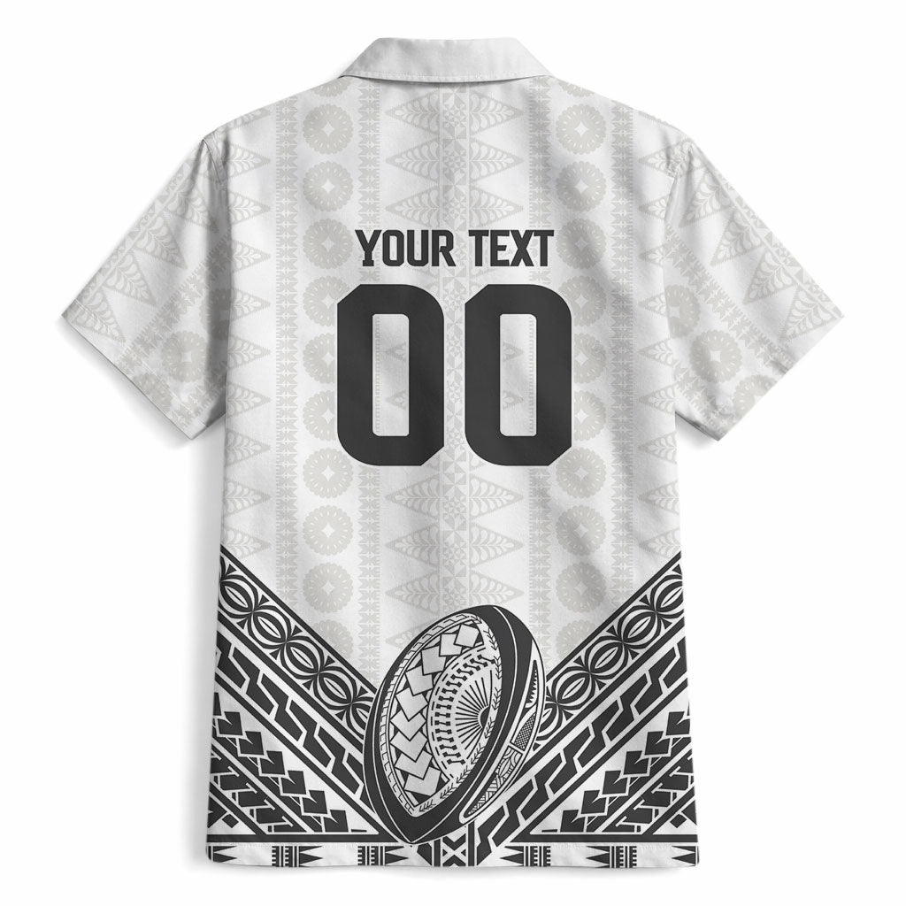 Custom Rugby Fiji National Heritage Hawaiian Shirt White Traditional Masi Inspired