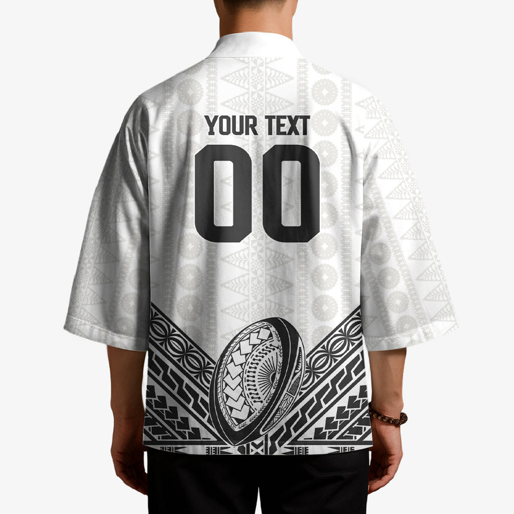 Custom Rugby Fiji National Heritage Kimono White Traditional Masi Inspired