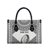 Custom Rugby Fiji National Heritage Leather Bag White Traditional Masi Inspired