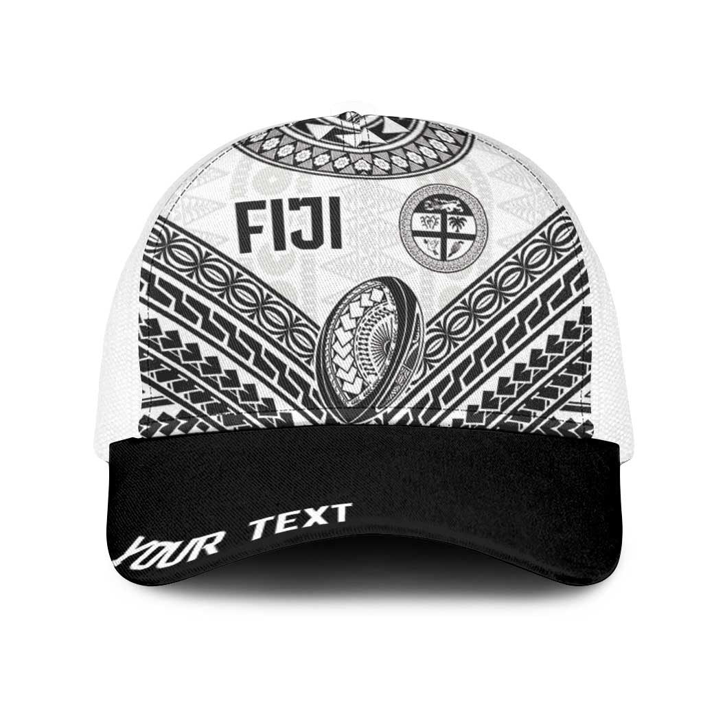 Personalised Rugby Fiji National Heritage Mesh Trucker Cap White Traditional Masi Inspired