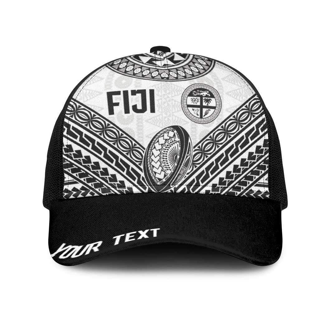 Personalised Rugby Fiji National Heritage Mesh Trucker Cap White Traditional Masi Inspired