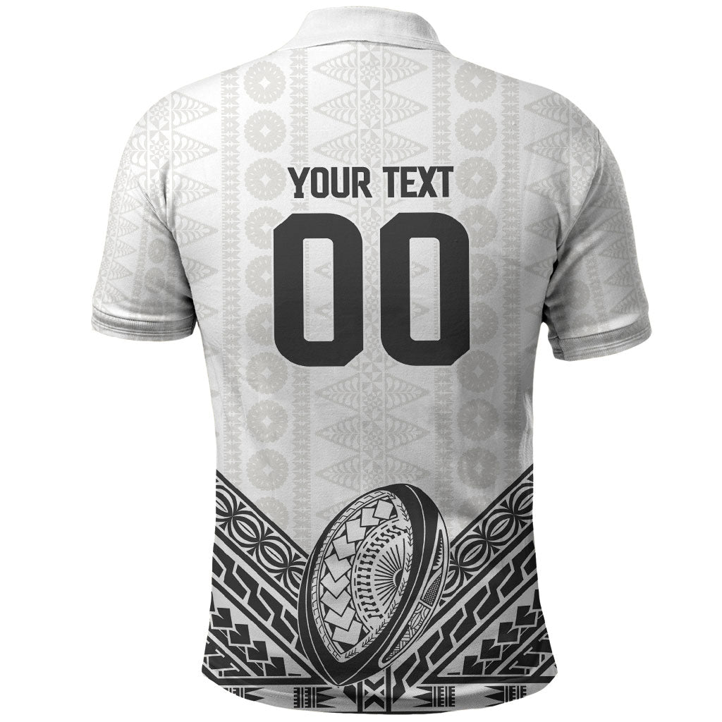 Custom Rugby Fiji National Heritage Polo Shirt White Traditional Masi Inspired