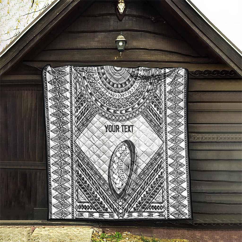 Custom Rugby Fiji National Heritage Quilt White Traditional Masi Inspired