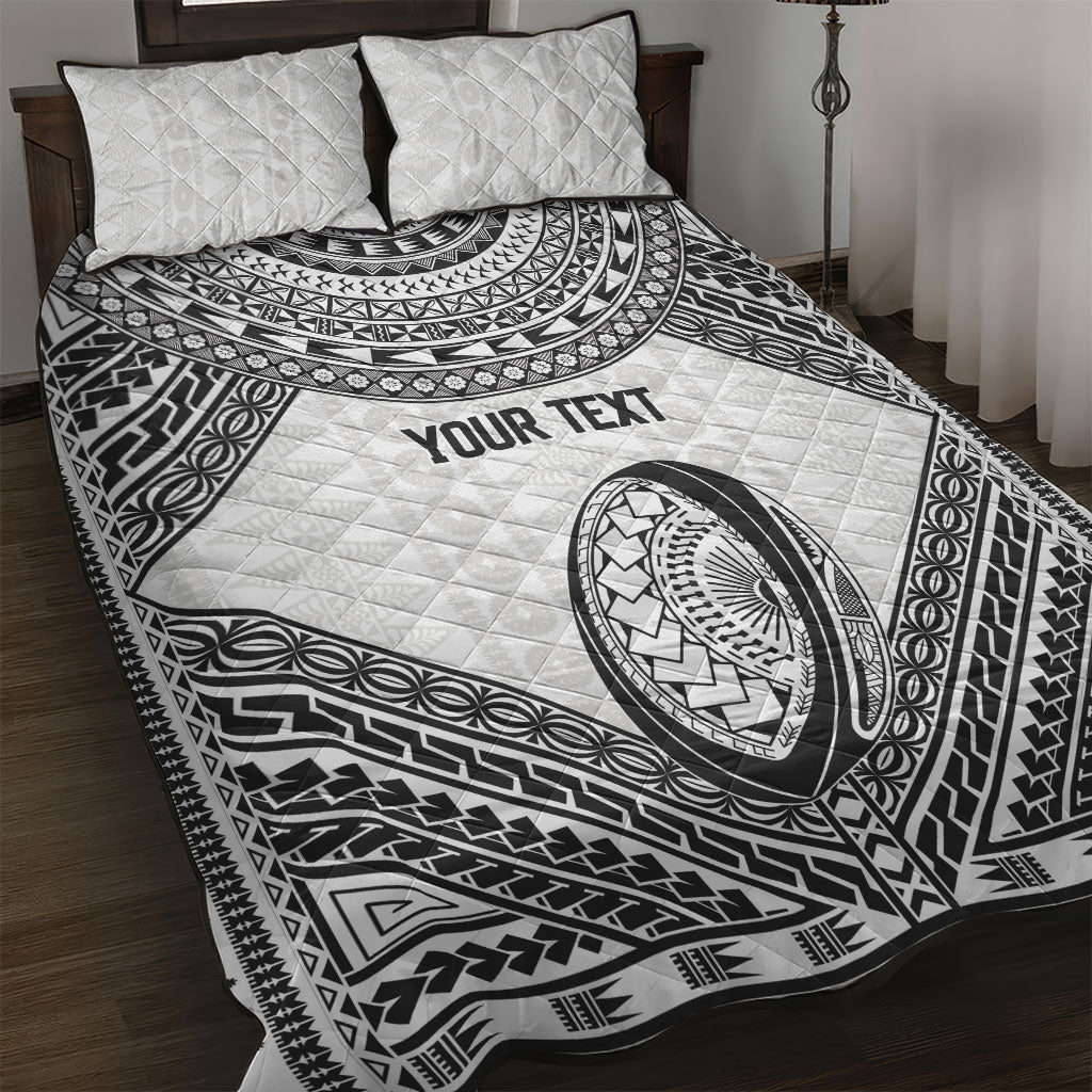 Custom Rugby Fiji National Heritage Quilt Bed Set White Traditional Masi Inspired
