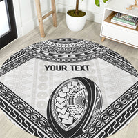 Custom Rugby Fiji National Heritage Round Carpet White Traditional Masi Inspired