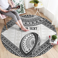 Custom Rugby Fiji National Heritage Round Carpet White Traditional Masi Inspired