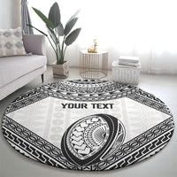 Custom Rugby Fiji National Heritage Round Carpet White Traditional Masi Inspired