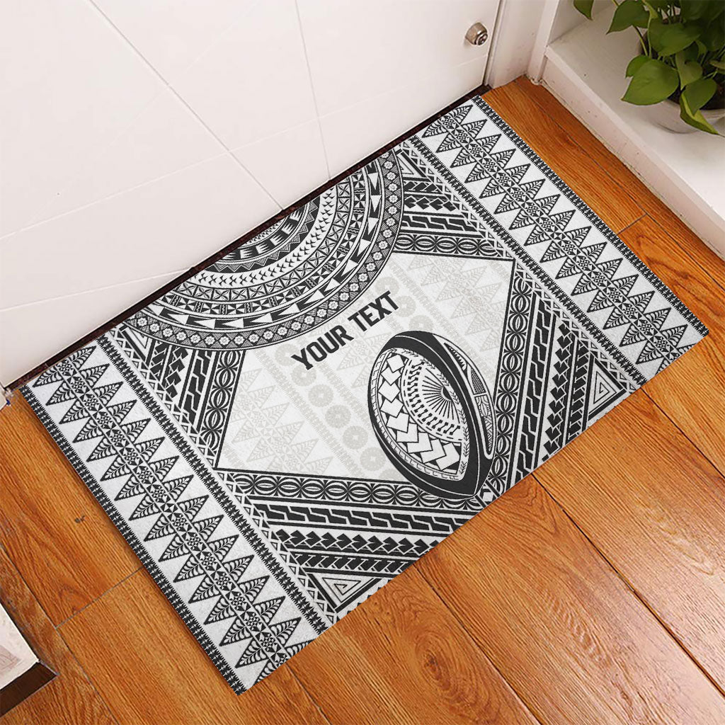 Custom Rugby Fiji National Heritage Rubber Doormat White Traditional Masi Inspired