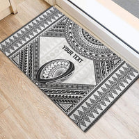 Custom Rugby Fiji National Heritage Rubber Doormat White Traditional Masi Inspired