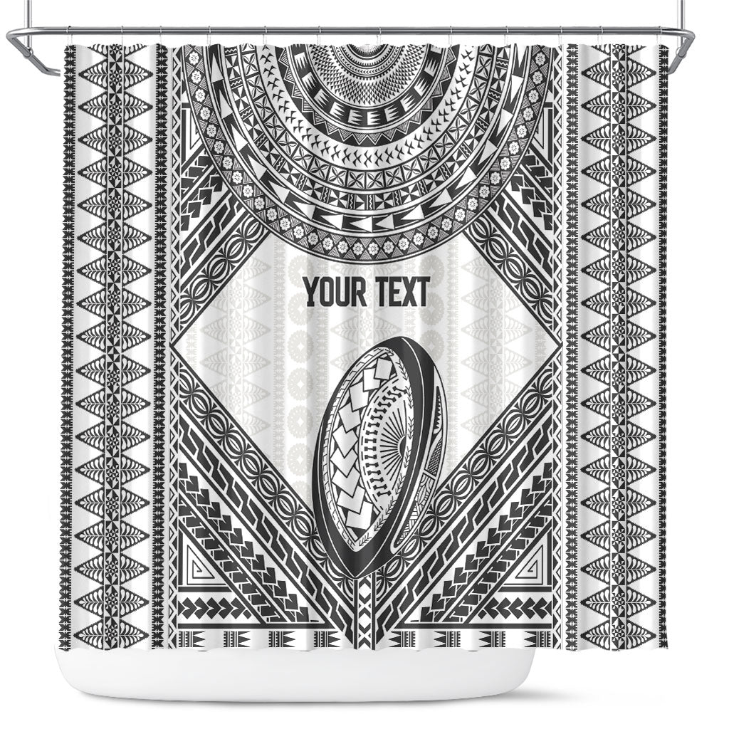 Custom Rugby Fiji National Heritage Shower Curtain White Traditional Masi Inspired LT9 White - Polynesian Pride