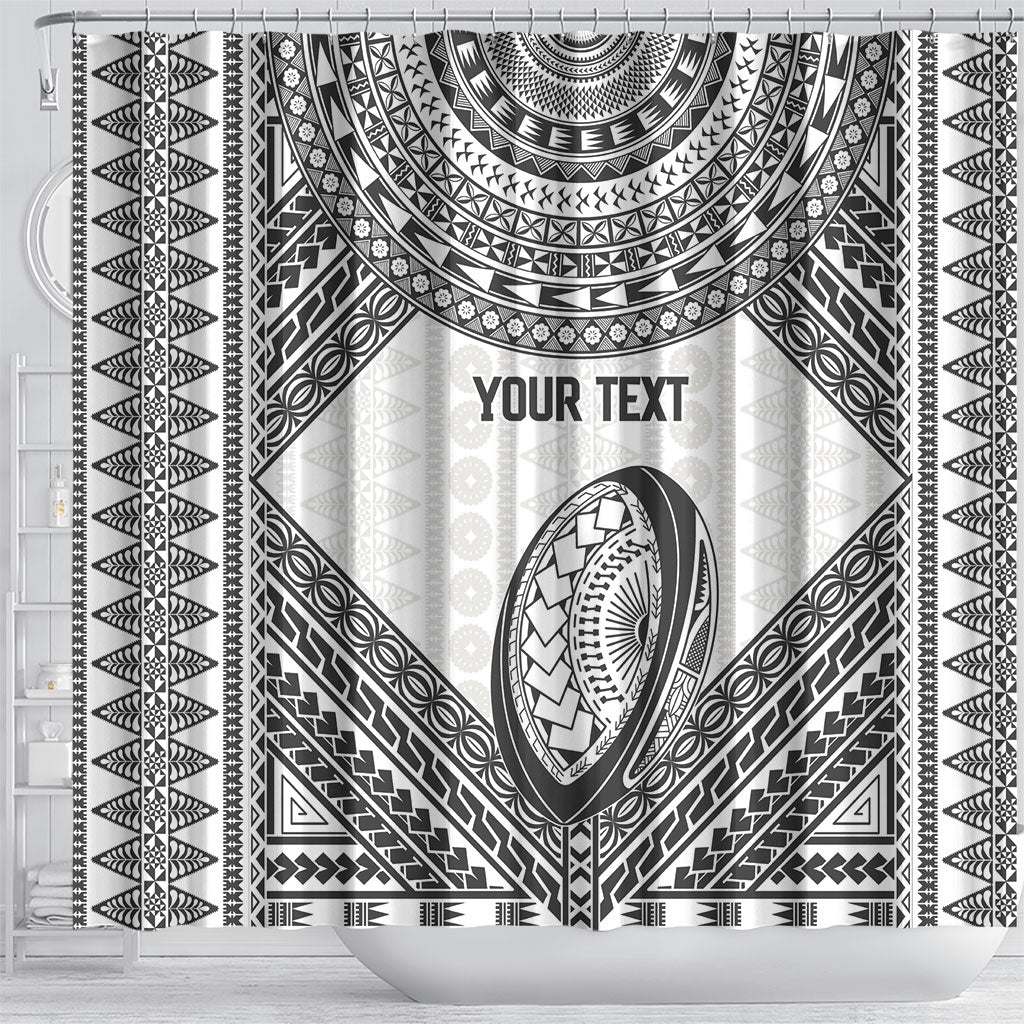 Custom Rugby Fiji National Heritage Shower Curtain White Traditional Masi Inspired