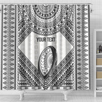 Custom Rugby Fiji National Heritage Shower Curtain White Traditional Masi Inspired