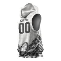 Custom Rugby Fiji National Heritage Sleeveless Hoodie White Traditional Masi Inspired