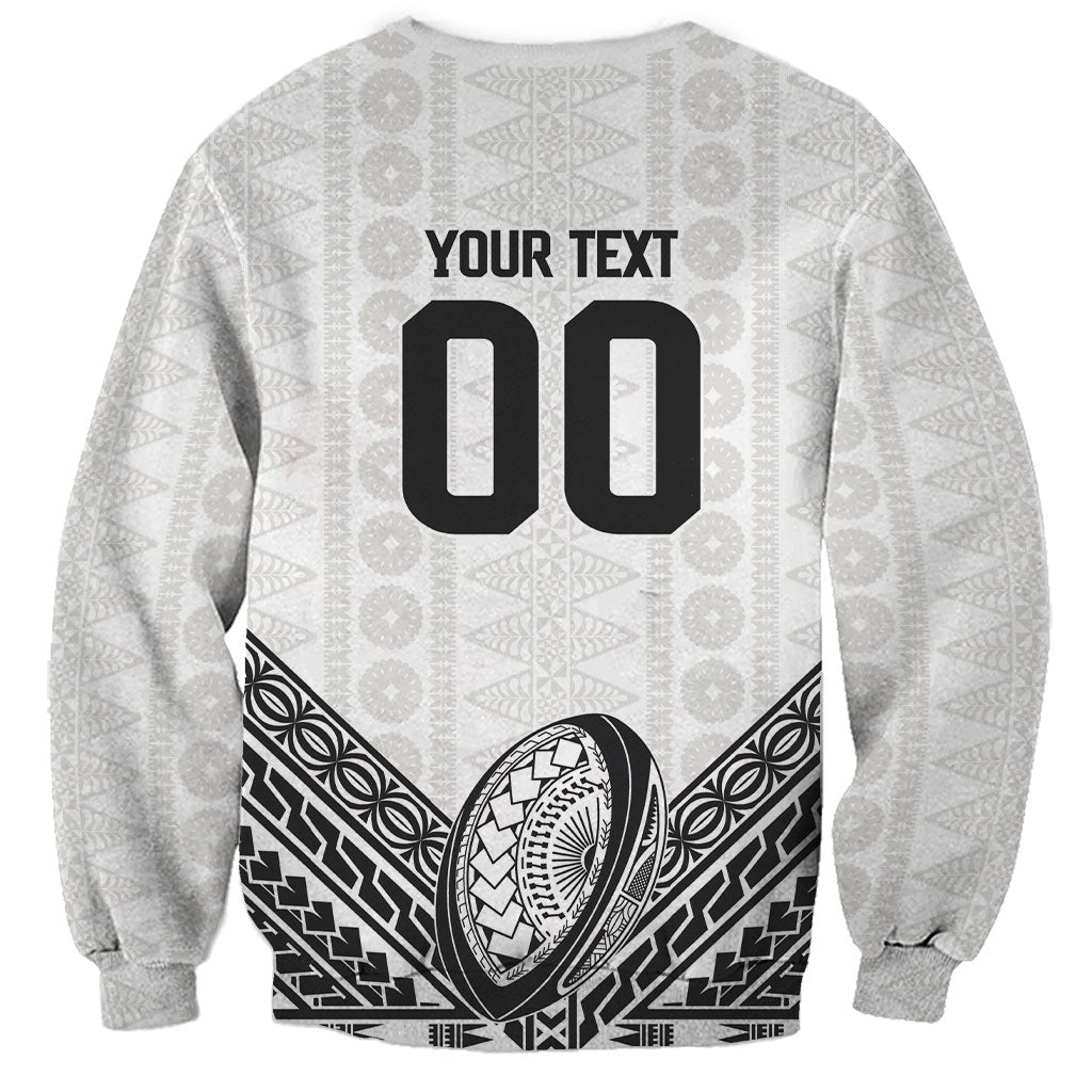 Custom Rugby Fiji National Heritage Sweatshirt White Traditional Masi Inspired