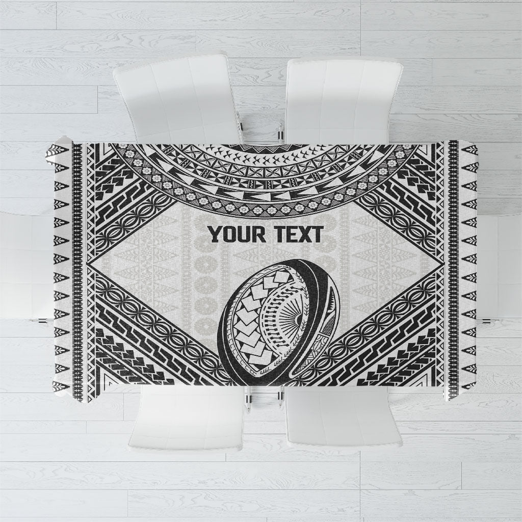 Custom Rugby Fiji National Heritage Tablecloth White Traditional Masi Inspired