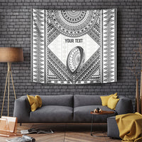 Custom Rugby Fiji National Heritage Tapestry White Traditional Masi Inspired