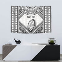 Custom Rugby Fiji National Heritage Tapestry White Traditional Masi Inspired