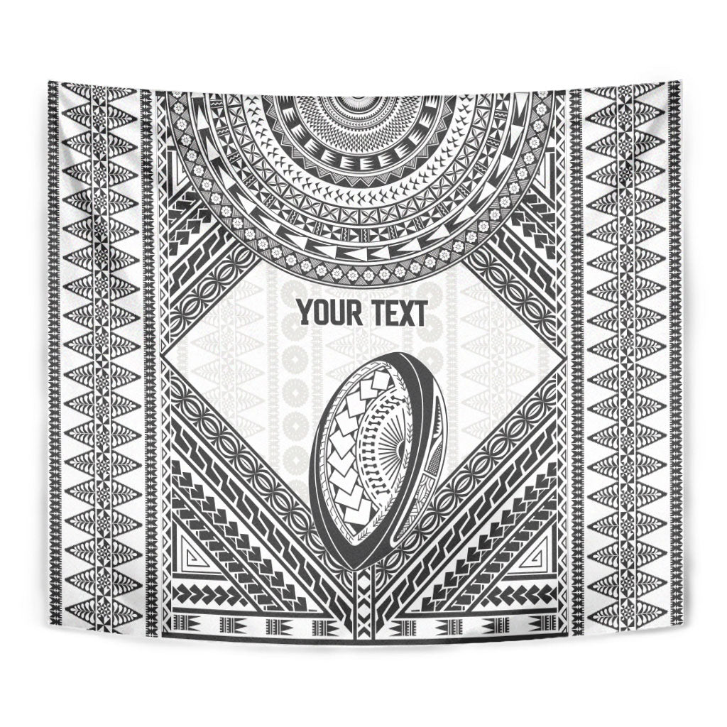 Custom Rugby Fiji National Heritage Tapestry White Traditional Masi Inspired