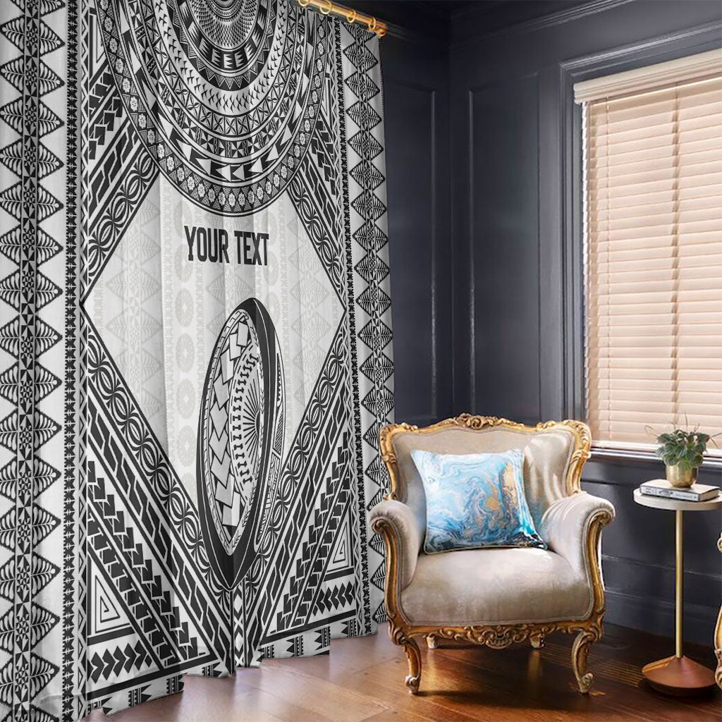 Custom Rugby Fiji National Heritage Window Curtain White Traditional Masi Inspired