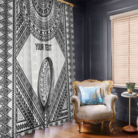 Custom Rugby Fiji National Heritage Window Curtain White Traditional Masi Inspired