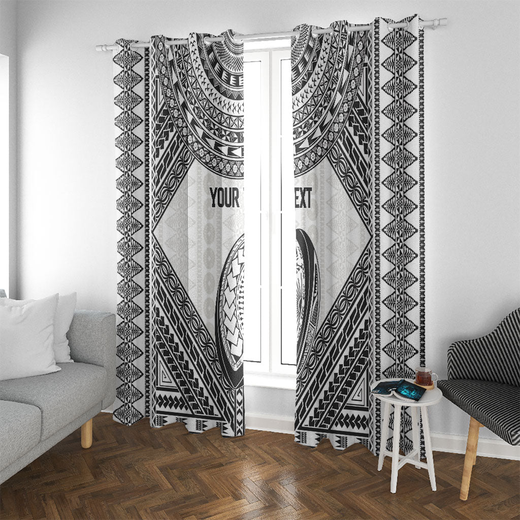 Custom Rugby Fiji National Heritage Window Curtain White Traditional Masi Inspired