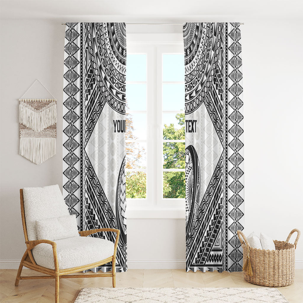 Custom Rugby Fiji National Heritage Window Curtain White Traditional Masi Inspired