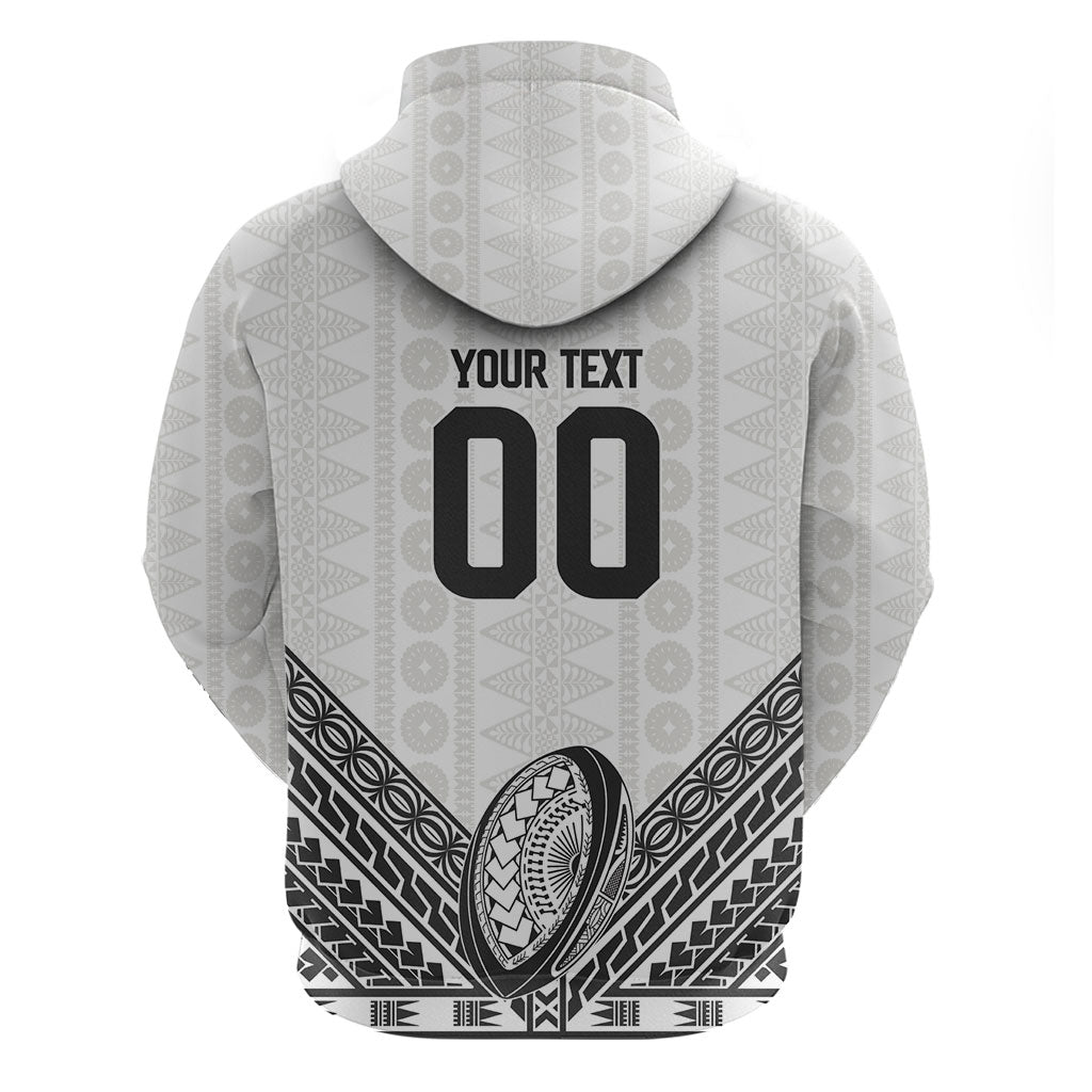 Custom Rugby Fiji National Heritage Zip Hoodie White Traditional Masi Inspired