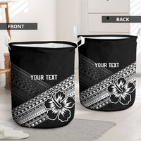 Custom Rugby Fiji Laundry Basket Black Traditional Masi Inspired