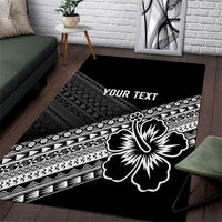 Custom Rugby Fiji Area Rug Black Traditional Masi Inspired