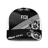 Personalised Rugby Fiji Baseball Net Cap Black Traditional Masi Inspired