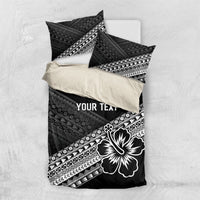 Custom Rugby Fiji Bedding Set Black Traditional Masi Inspired