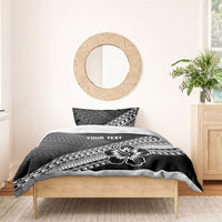 Custom Rugby Fiji Bedding Set Black Traditional Masi Inspired