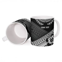 Custom Rugby Fiji Ceramic Mug Black Traditional Masi Inspired