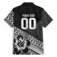 Custom Rugby Fiji Hawaiian Shirt Black Traditional Masi Inspired