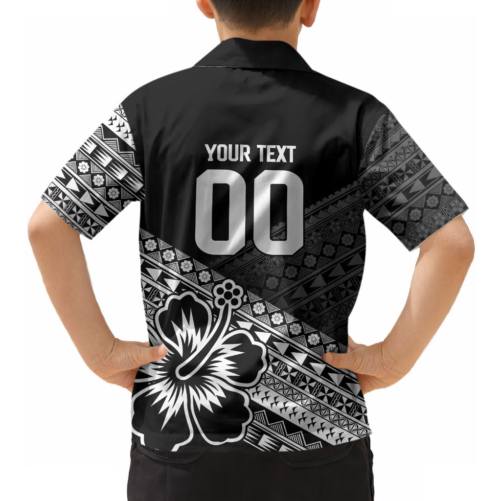 Custom Rugby Fiji Hawaiian Shirt Black Traditional Masi Inspired